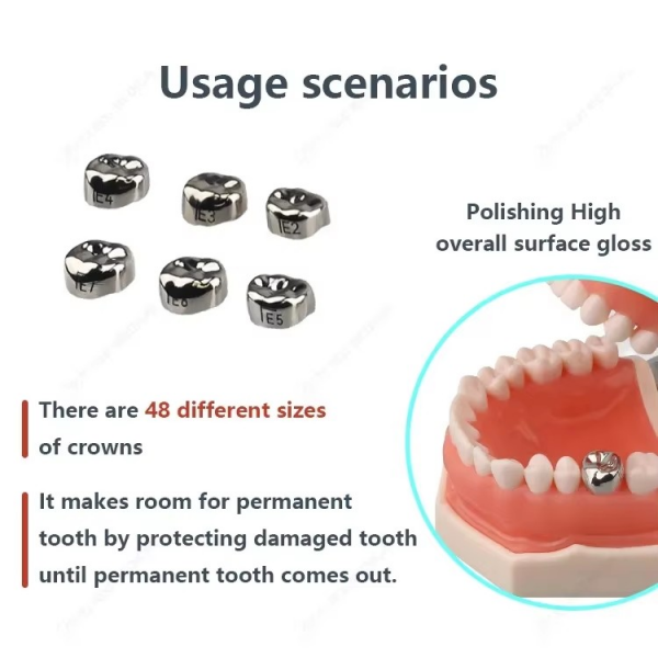 Dental Kid Crowns Primary Molar Temporary Crowns Dentist Tools Orthodontic Materials Dental Stainless Steel Kids Crown - Image 4